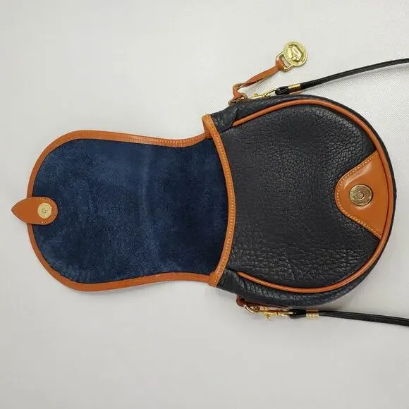 Vtg Dooney & Bourke All Weather Leather Equestrian Crossbody Saddle Bag Blue - Picture 7 of 10